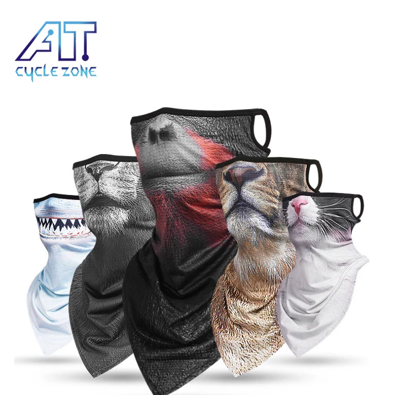 

CYCYLE ZONE Neck Tube Scarf with Ear Loops Windproof Face Mask Ski Halloween Costume 3D Animal Printed Bandana Cycling Hiking