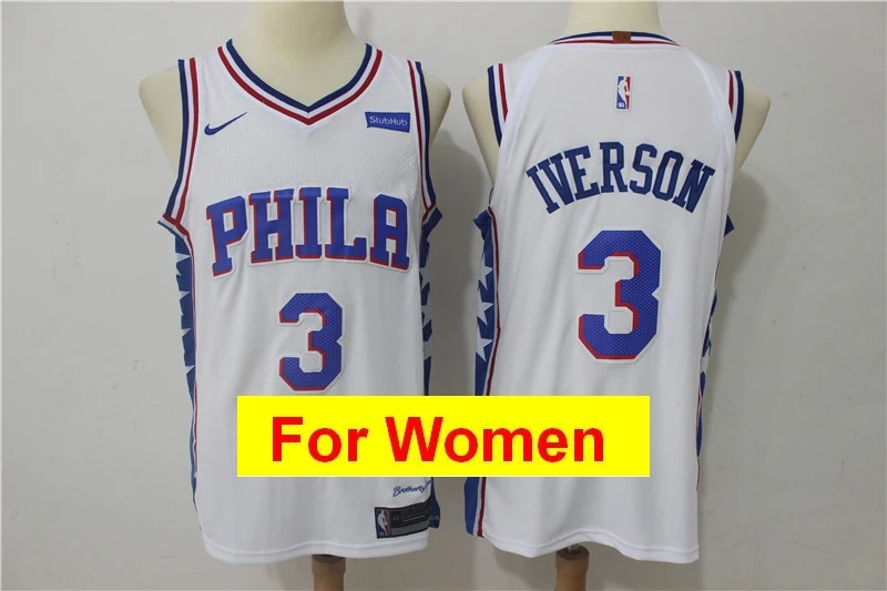 Синий Филадельфия Бен Симмонс Joel Embiid Allen Iverson Markelle Fultz Julius Erving майки для женщин - Цвет: Синий