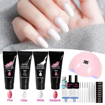 

Poly Gel Nail Set Safe Professional Nails Bulider Gel All In One Manicure File Tools Kit