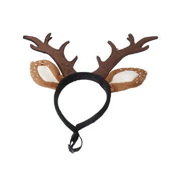 

Pet Christmas Antlers Headband, Reindeer Antlers Headwear Adjustable Elk Hat Hair Hoop