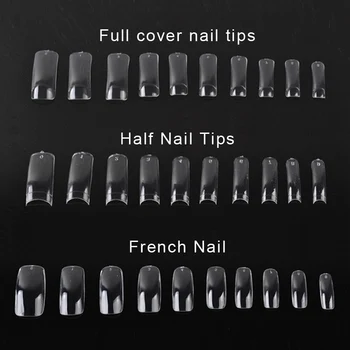 

500Pcs/Pack Clear False Acrylic UV Gel Half French Transparent Nail Art Tips For Women Nail Beauty Tools