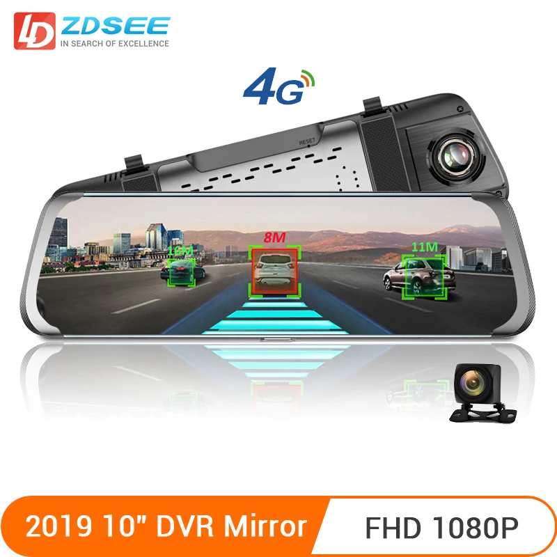 LDZDSEE Q9 4G LTE ADAS 10 &quotпоток зеркало заднего вида gps BT Full HD 1080P Автомобильный