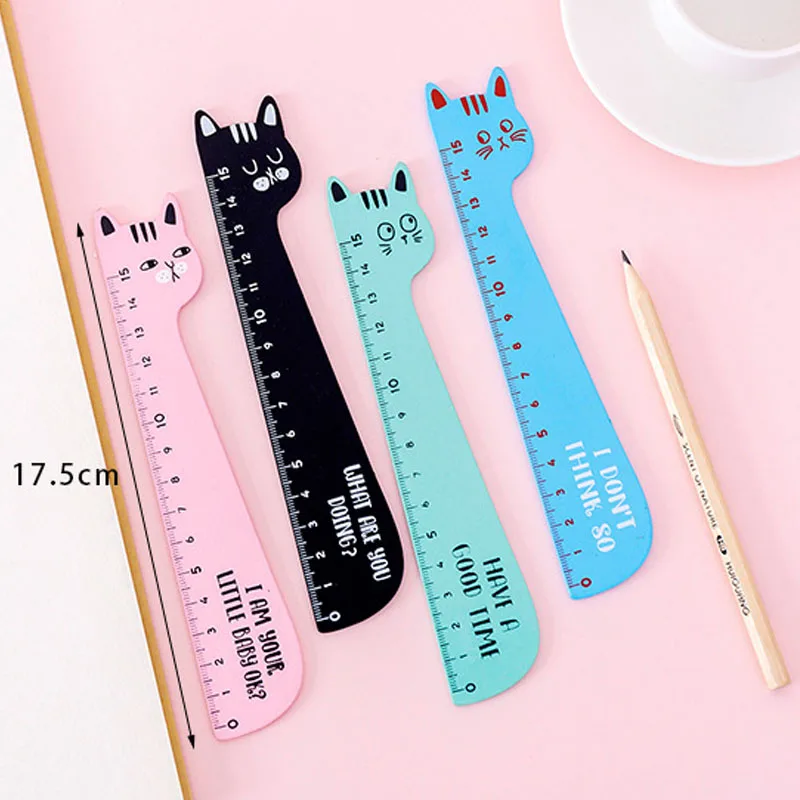 1pcs/lot Cute Cat Design Ruler Office School Supplies Wooden Rulers  Kids Study Funny stationery - 6