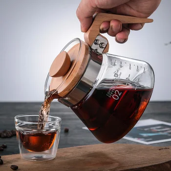 

Glass Cold Brew Espresso Coffee Pot Maker High Temperature Resistant Turkish Coffee Maker Afternoon Tea Sharing Pots Wood Handle
