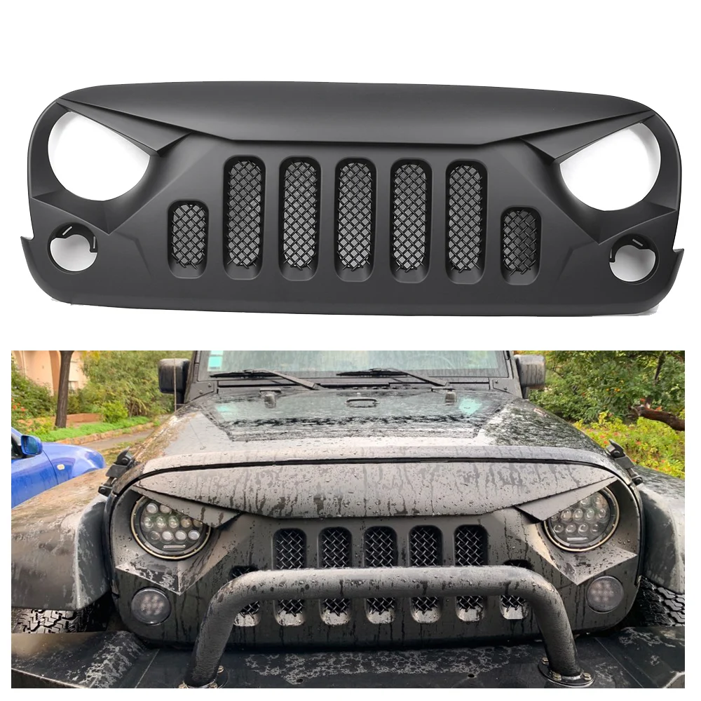 Передняя решетка радиатора для Jeep Wrangler JK 2007 2008 2009 2010 2011 2012 2013 2014 2015 2016 2017 2018