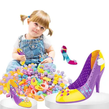 

DIY Assembly High Heels Handmade Puzzle Beaded Decoration Girl Play House Doll Toy Set