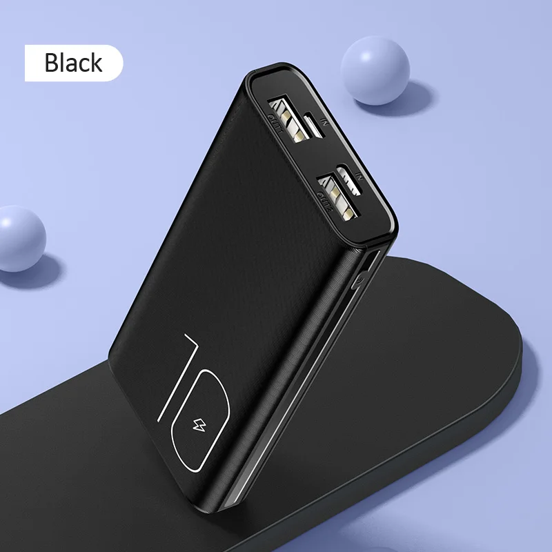 Black USAMS power Bank светодиодный дисплей mi ni power bank Внешняя батарея Poverbank зарядка Pover bank с usb-кабелем для xiaomi mi iPhone - Цвет: Black