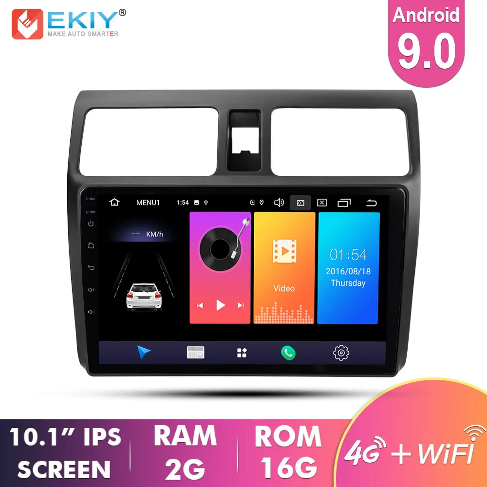 EKIY 10,1 ''ips Android 9,0 автомобильный радио мультимедиа автопроигрыватель gps навигация Navi для Suzuki Swift 2009- 3g/4G/wifi No 2 Din