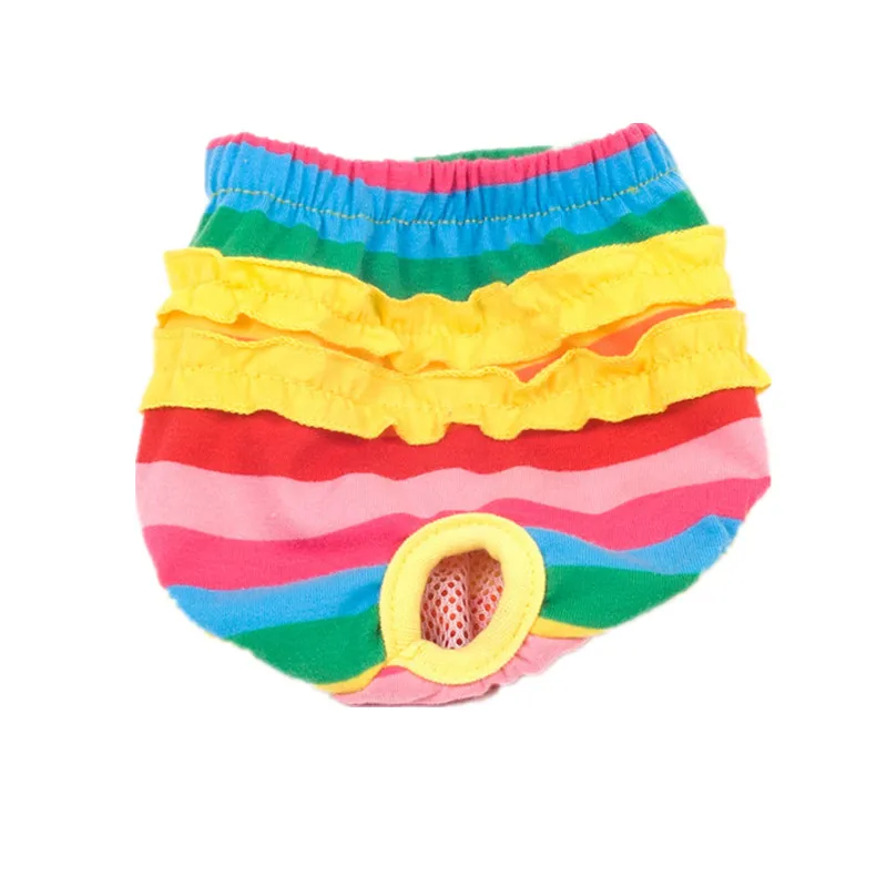 rainbow Женские шорты для собак, трусики, нижнее белье, трусы, гигиенические штаны для собак, тканевые подгузники, хлопок, радужные однотонные физиологические штаны, XS-L - Цвет: rainbow