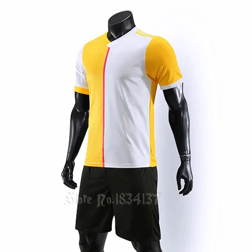 Yellow Футбольные майки для взрослых, футбольные майки для мужчин, Футбольная форма на заказ, футбольные комплекты, спортивные костюмы, черные, белые, фиолетовые S-2XL - Цвет: Yellow
