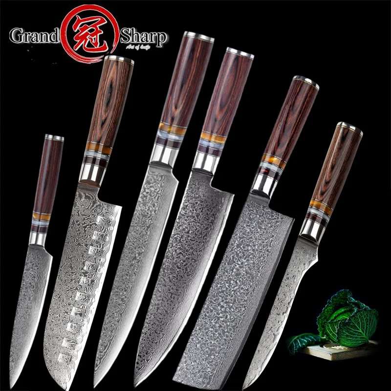 Grandsharp 6 Pcs Chef Knife Set Professional Chef S Knives Vg10