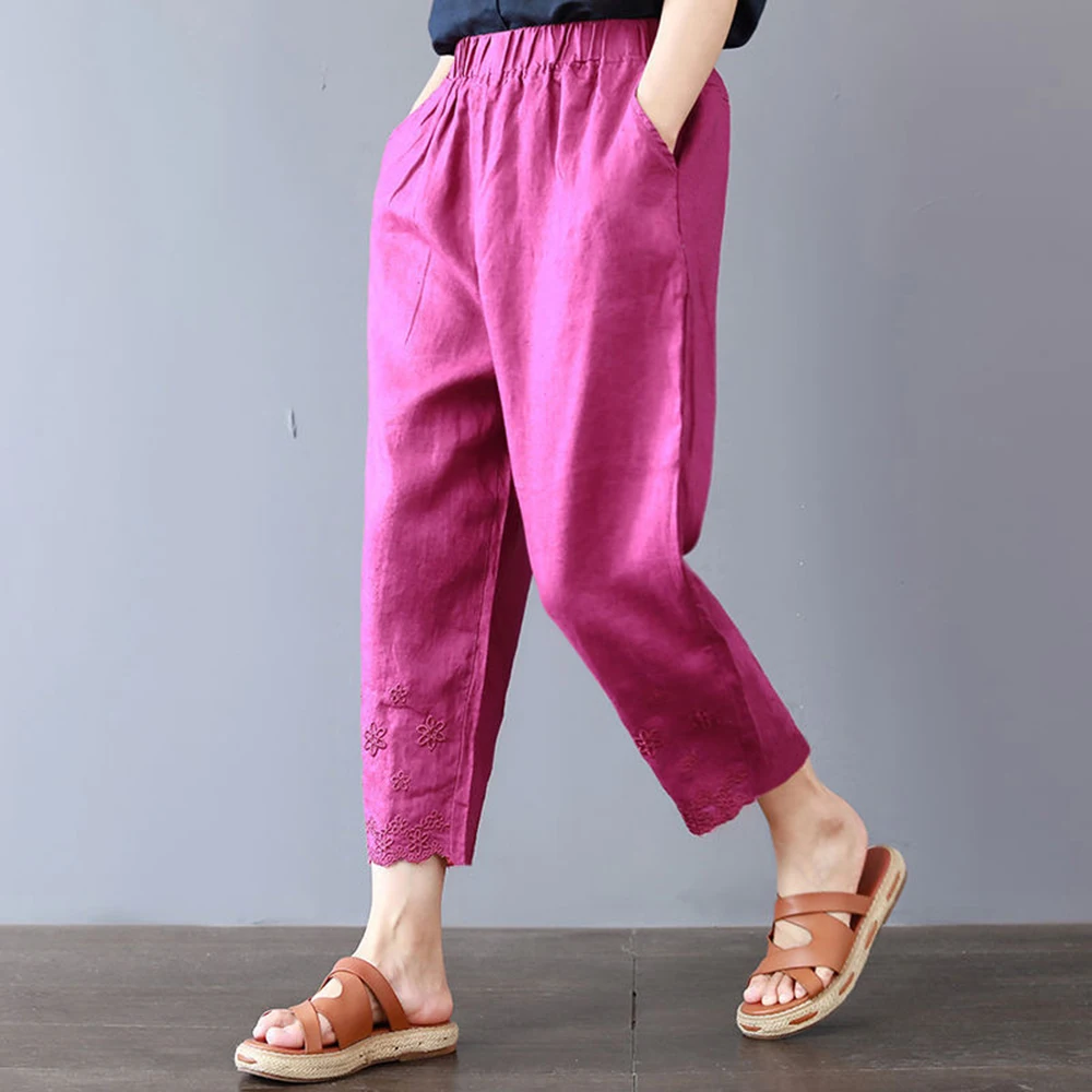 VFR21 rose pink Женские штаны-шаровары, Новое поступление, весна-осень, тонкие повседневные свободные штаны до лодыжки размера плюс, женские штаны с эластичным поясом и карманами - Цвет: VFR21 rose pink