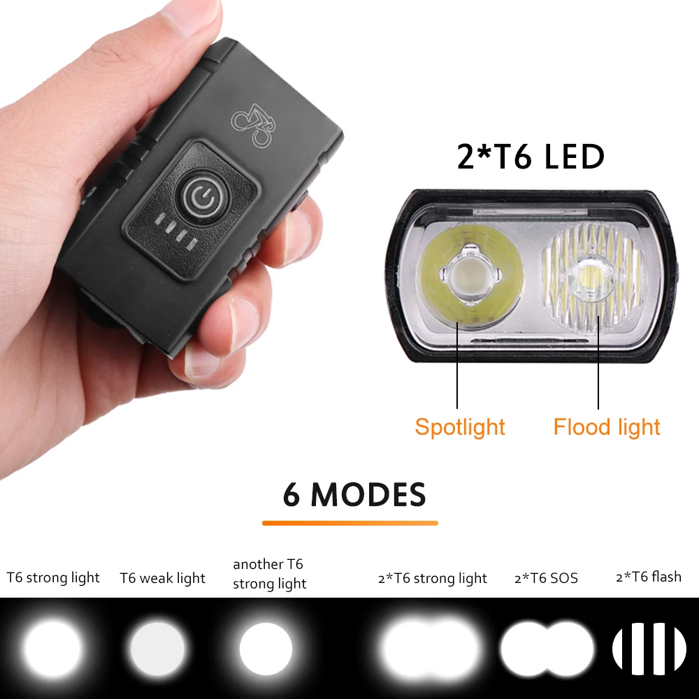 10W LED Bicycle Front Light 6 Modes USB Rechargeable MTB Bike Front Lamp TP