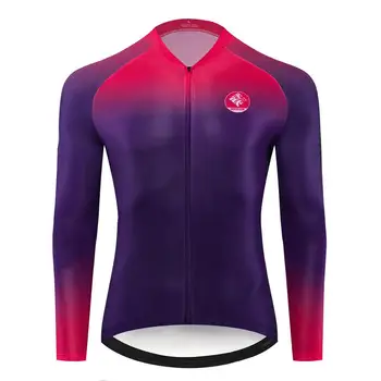 

Fading Pink-Purple Long Sleeves Elastic Pro Cycling Clothing Road Bike Tour Pro Custom Wear Slim Fit Spring Bicycle Jersey