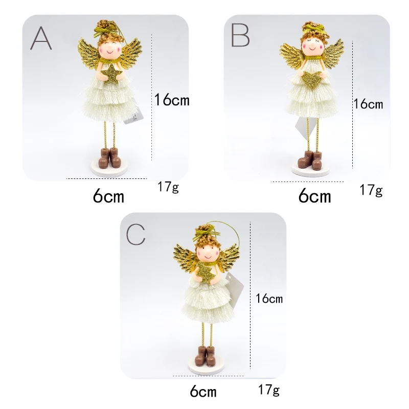 Gold Angel Doll Christmas Standing Desktop Ornament Holiday Figurines Gift For Boys& Girls Adornos De Navidad Desktop Decor