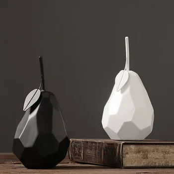 

Nordic Art Resin Fruit Pear Decoration Simple Wine Cabinet Office Black and White Crafts Furnishings Home Decoration Accessories