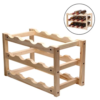 

4/12 Bottle Wooden Red Wine Rack Holder Foldable Shelf Wine Wood Mount Bar Display Shelf Folding Wood Bottle Holders