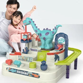 

Dinosaur Adventure Train Track Set Rail Car Model Racing Toys Educational Toys Gifts for Kids Railway Table Activity Playset