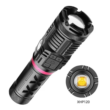 

NEW XHP120+COB Outdoor Strong Light Long-range Flashlight Multi-function Waterproof And Zoomable USB 3-color Portable Lighting