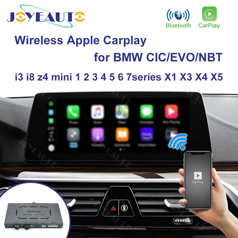 Joyeauto inalámbrico Apple Carplay para BMW CIC NBT EVO 1 2 3 4 5 7 Serie X1 X3 X4 X5 X6 MINI i3 i8 z4 Android Auto espejo de coche jugar