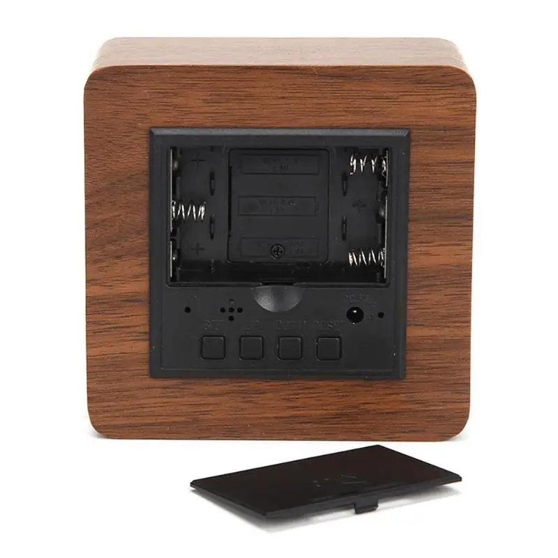 Square Intelligent Sound Control Alarm Clock Time Temperature Display Home Decor Year Month and Day Display Adjustment