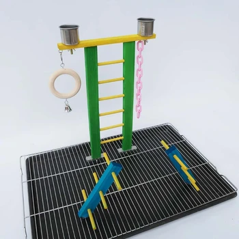 

Parrot Climbing Ladder Ramp Wooden Playground Training Perch Platform Hanging Cage Decoration Bird Grinding Claws Chew