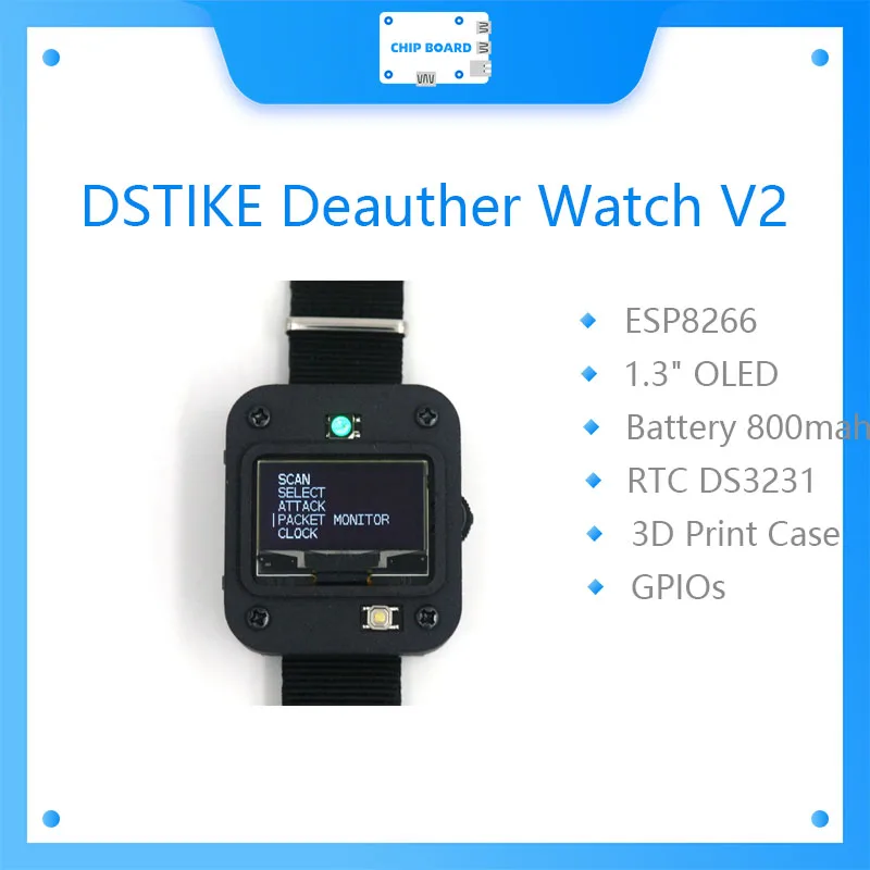 DSTIKE-Deauther Watch V2 ESP8266, placa de desarrollo programable, Arduino inteligente