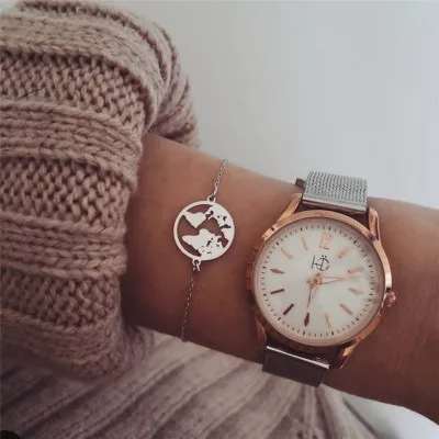 

Euro-american Fast-selling Handwear Fast-selling Wish Bracelet Alloy World Map Hanging Handrings Factory Direct Sales