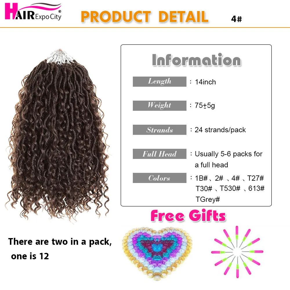 14-18inch Goddess Locs Crochet Braids Natural Synthetic Hair Extension For Women Locs New Stytle 24Stands/Pack Hair Expo City