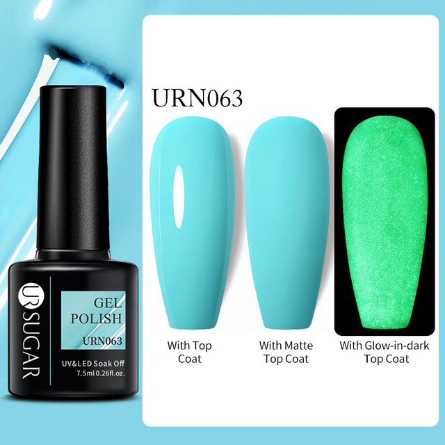 SUGAR Luminous Gel Top Coat Semi Permanent Glow In Dark Fluorescent Soak Off UV LED Color Gel Nail Varnish Nails for Manicure