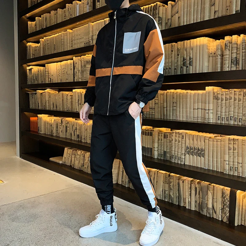 Fashion Autumn Spring Sporting Suit Sweatshirt+ Sweatpants Mens Clothing 2 Pieces Sets Slim Tracksuit Brand New Men Sets