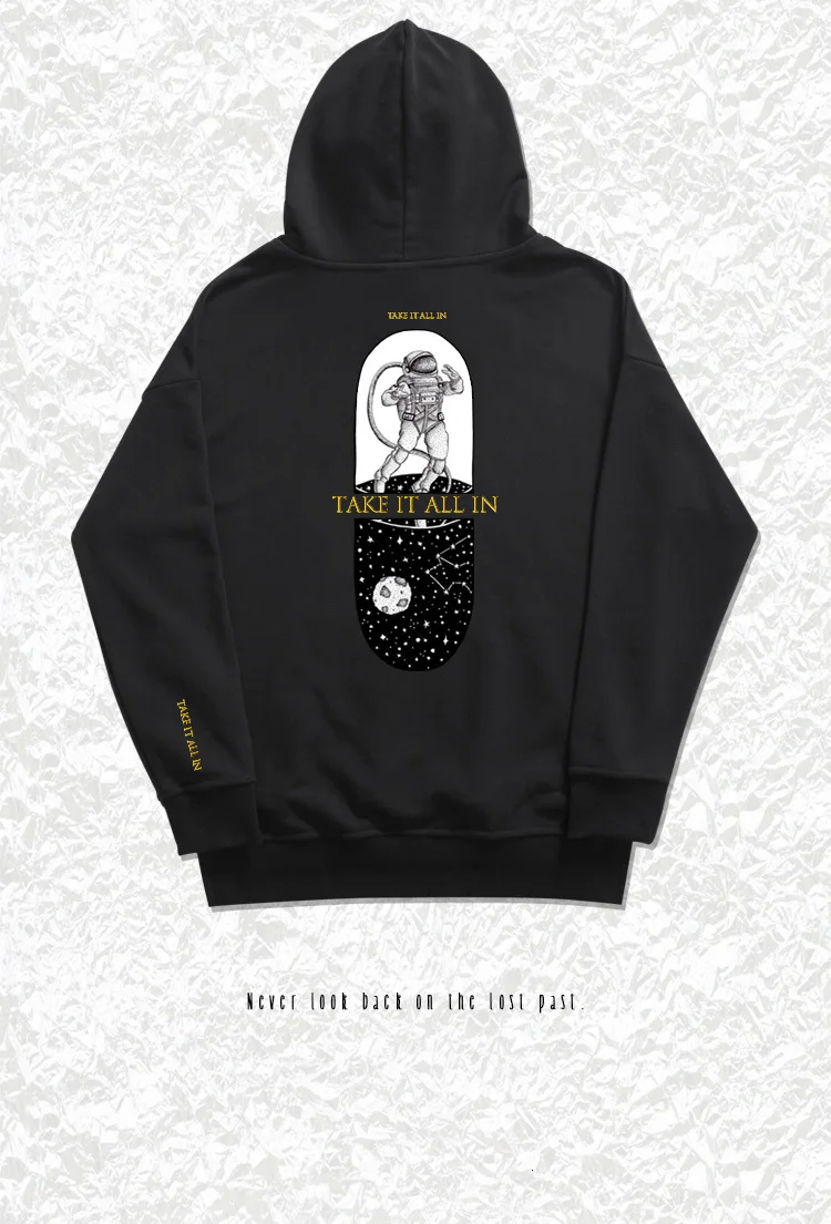 Пальто с капюшоном в стиле хип-хоп, популярная скейтборд улица hoodiescustom астронавт мультфильм печати длинный рукав ворс and fabric leisure Толстовка