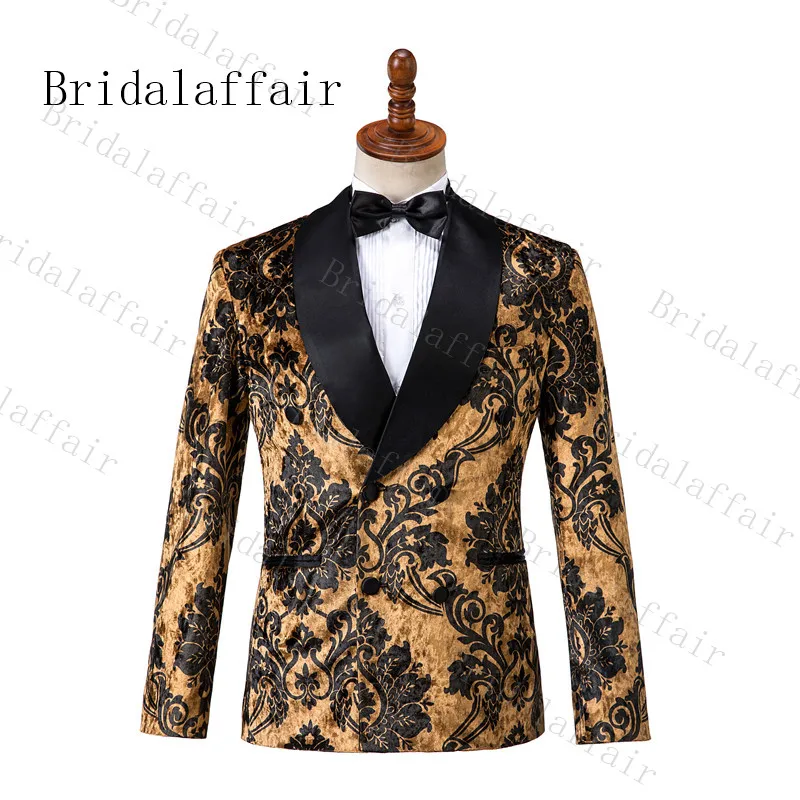 Bridalaffair Роскошные фиолетовые Цветочные блестящие лацканы мужские платье для свадьбы выпускного костюмы мужской костюм костюмы смокинг жениха 3 шт