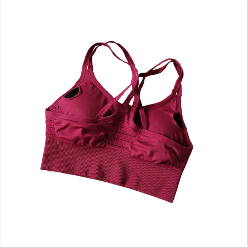 

REVERIEUOMO Sports Bra Running Top With Pads Sportswear Push Up Joggings Training Women Fitness Bra High Impact Criss Cross