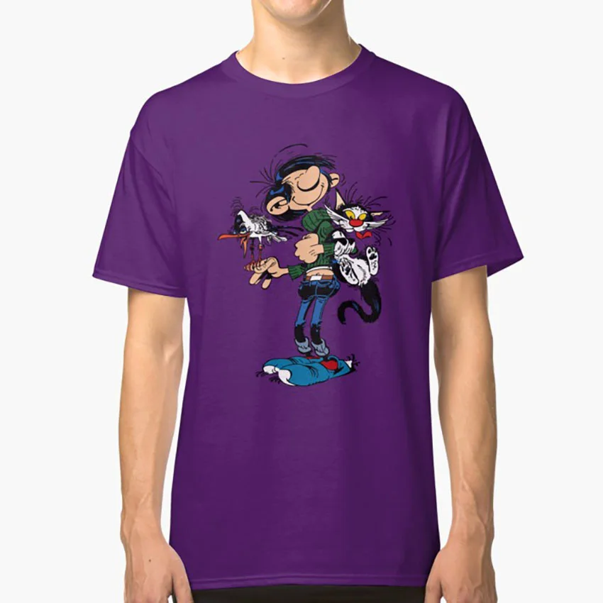 Фиолетовый Gomer Goof футболка gaston lagaffe guust flater katje cat meeuwtje lachmeeuw Чайка смеющаяся Чайка комикс - Цвет: Фиолетовый