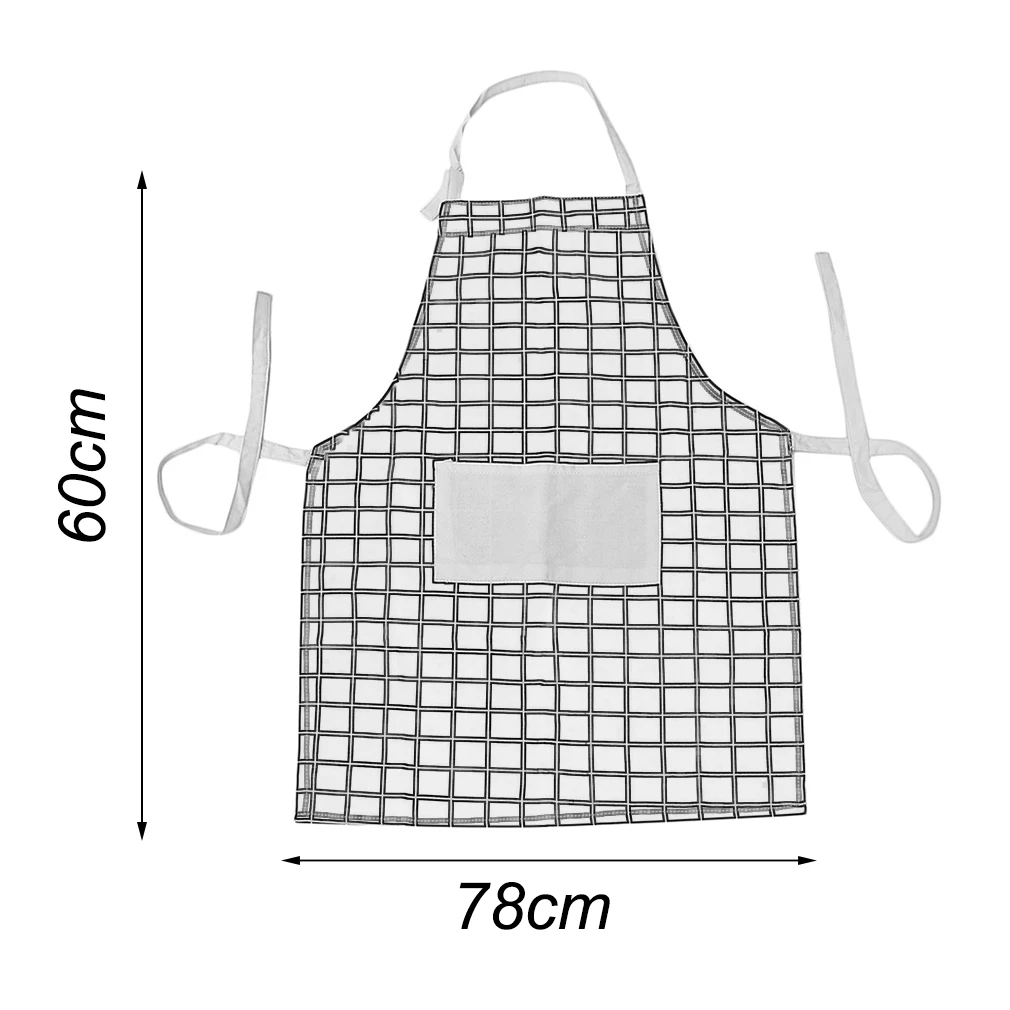 Durable Cotton Kitchen Apron Printed Unisex Cooking Aprons Barbecue Restaurant Pocket Halterneck Sleeveless Apron