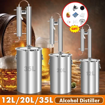 

12/20/35L Home Brew Copper Distillery Moonshine Distiller for Alcohol Water Essential Oil With Cooling Column Condenser