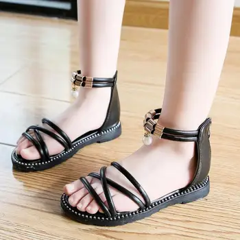 

Fashion Girls Sandals Gladiator Sandals For Kids Full Size Children Sandals Zip Soft Breathable Leather High-top Hot