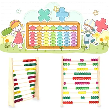 

Children Counting Number Multi-color Beads Design Montessori Toys Early Learning Wooden Abacus Toy For Kid Math Study For Gift