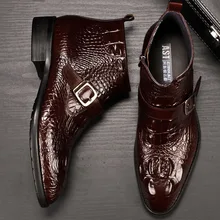 Handmade 2019 Hot Crocodile Pattern Mens Dress Boots Fashion Buckle Chelsea Ankle Genuine Leather Men Casual Boots Handmade 2019 Hot Crocodile Pattern Mens Dress Boots Fashion Buckle Chelsea Ankle Genuine Leather Men Casual Boots