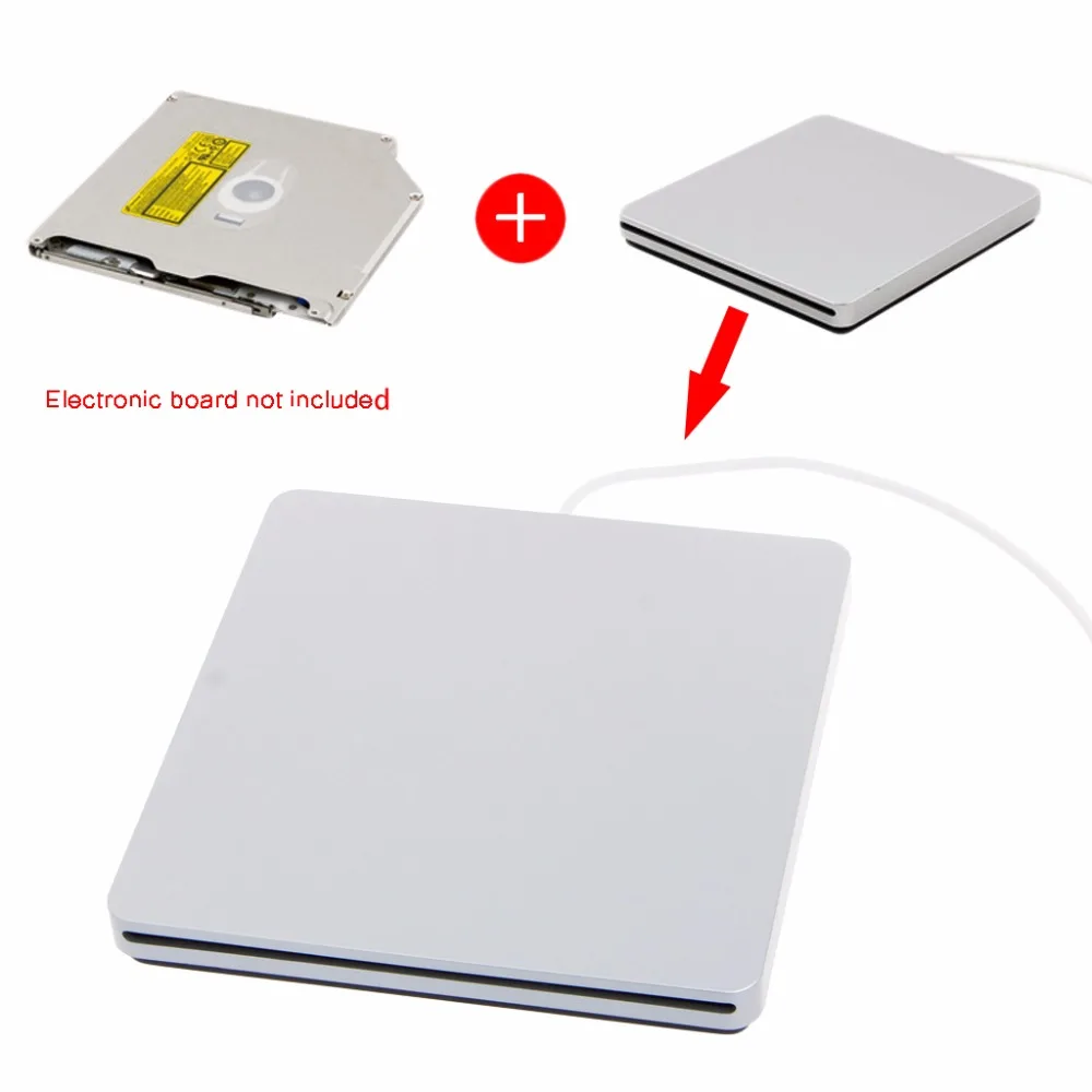 External USB CD DVD RW Drive Enclosure Case for Macbook Pro Air Optical Drive