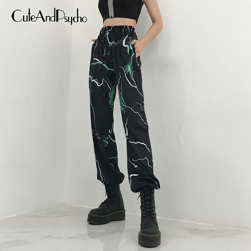 

Lightning Printed Sweatpants Women Casual Baggy Long Pants High Waist Trousers Hip Hop Joggers Streetwear Pantalon Cuteandpsycho