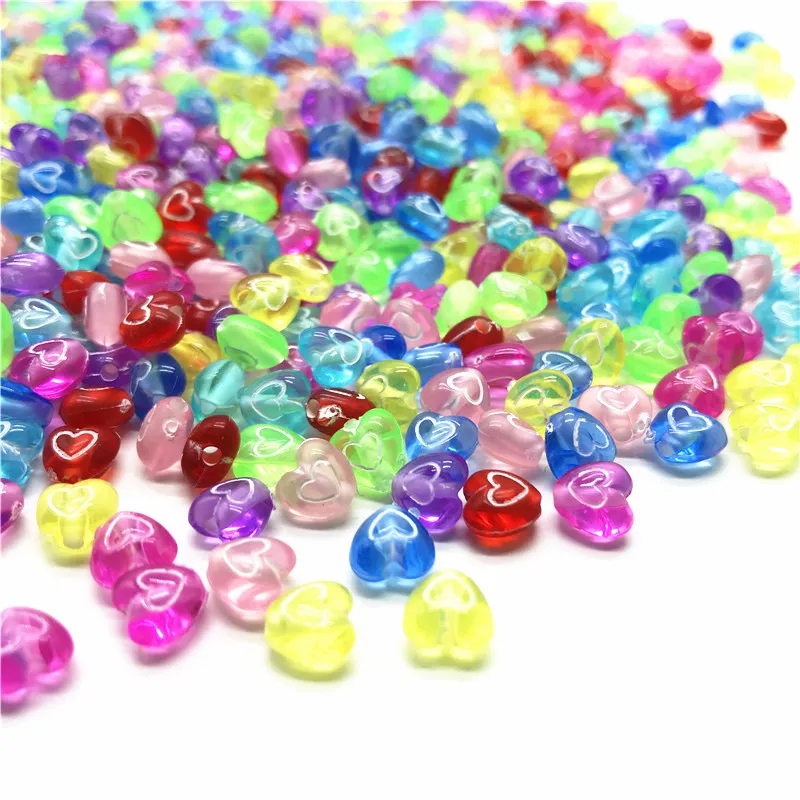 100pcs 6mm Heart Shaped Color Acrylic Beads For Jewelry Making DIY Bracelet Necklace Accessories