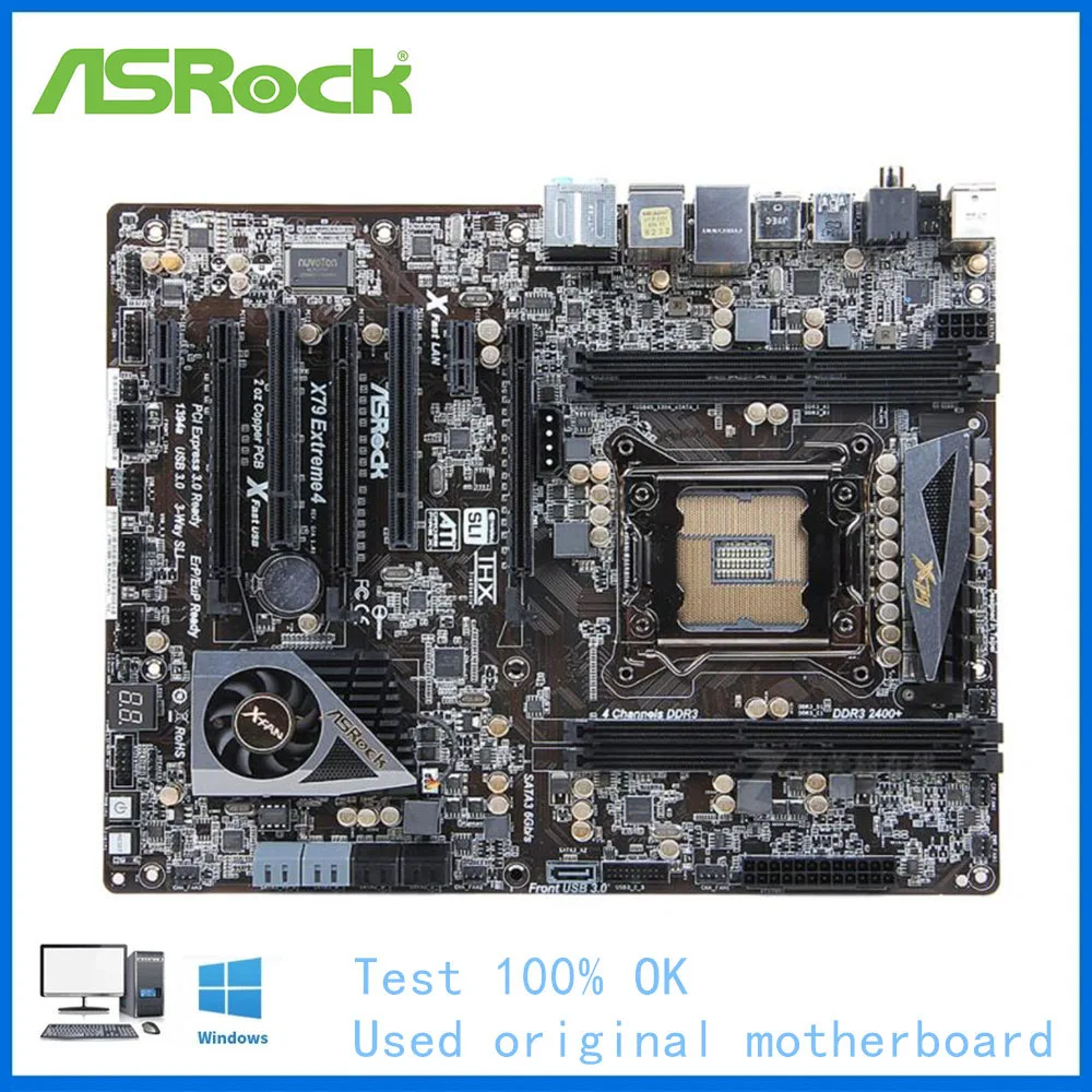Материнская плата для ASRock X79 Extreme 4 LGA 2011 V1 Intel б/у материнская USB3.0 SATA II PCI-E X16 E5 2670 2680 |