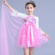 Розовые платья Эльзы для девочек; детское кружевное платье принцессы с героями мультфильмов; вечерние платья для малышей и подростков; Vestidos; детское осеннее рождественское платье «Холодное сердце»; 2
