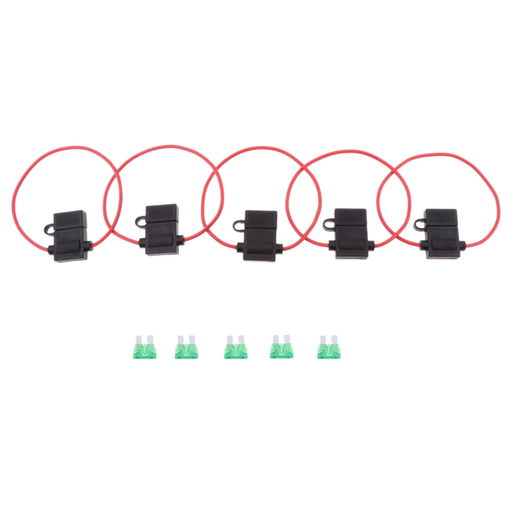 5 Set Car Truck 10 Gauge Waterproof In-line ATC Fuse Holder with 30AMP Fuses