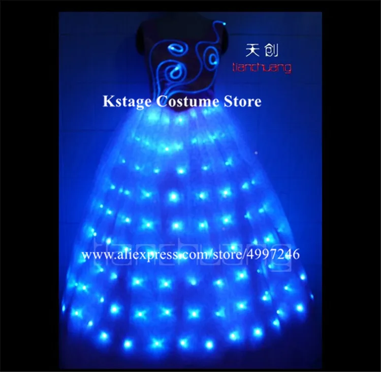 Программируемый dmx певица Производительность led платье полный цвет RGB светильник Женская длинная юбка красочные светящиеся наряд вечерние одежда на день рождения