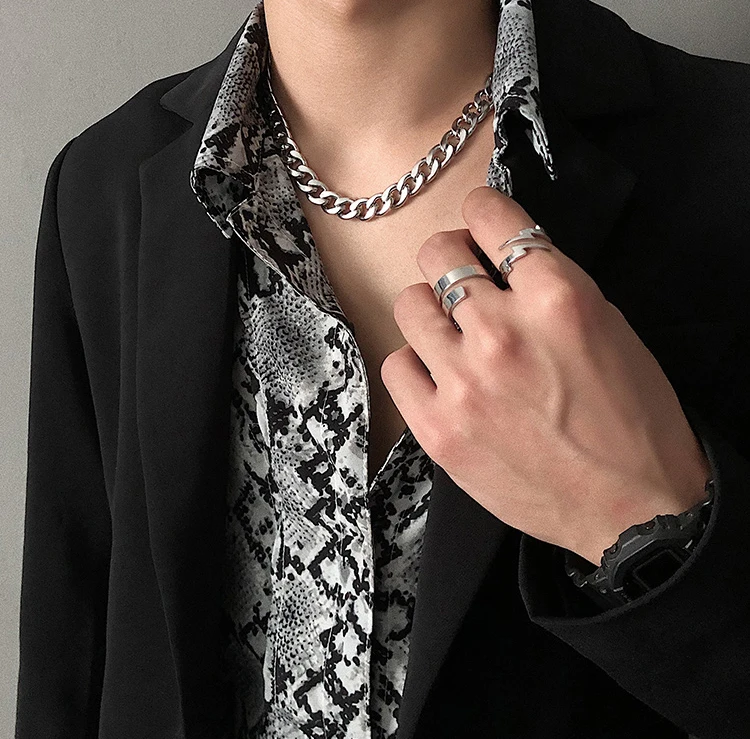 Menswear панк ожерелье из нержавеющей стали хип хоп цепочка кубинская Тормозная цепь