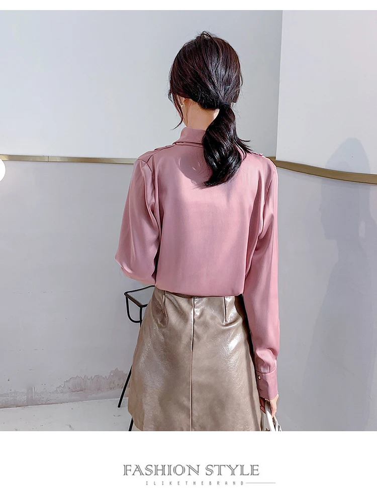 Корейский шелк женские блузки атласные женские топы и блузки офисные женские рубашки плюс размер Blusas Femininas Elegante розовые женские топы