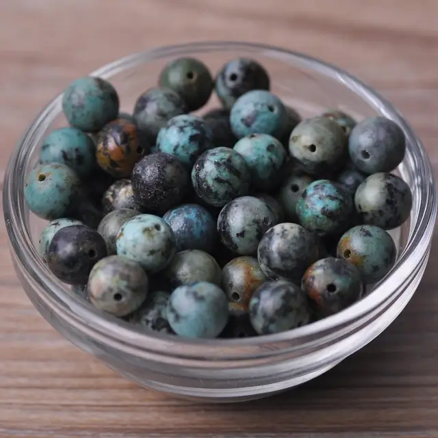Round 4mm 6mm 8mm 10mm 12mm Natural Stone Rock Loose Spacer Beads lot for Bracelet Jewelry Making Findings DIY Crafts Africa Turquoise